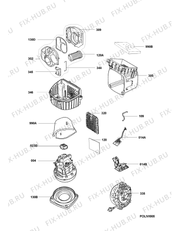 Взрыв-схема пылесоса Electrolux ZE2400 - Схема узла Internal parts